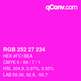 Color code: RGB 252 27 234 | qconv.com