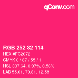 Color code: RGB 252 32 114 | qconv.com