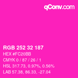 Color code: RGB 252 32 187 | qconv.com