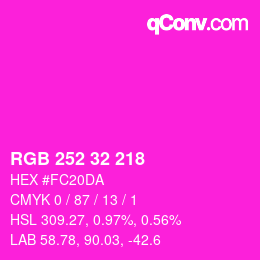 Color code: RGB 252 32 218 | qconv.com