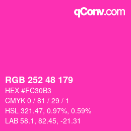 Color code: RGB 252 48 179 | qconv.com