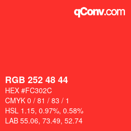 颜色代码: RGB 252 48 44 | qconv.com