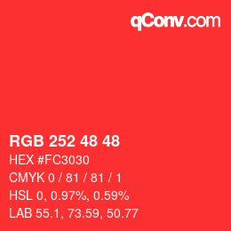 Color code: RGB 252 48 48 | qconv.com