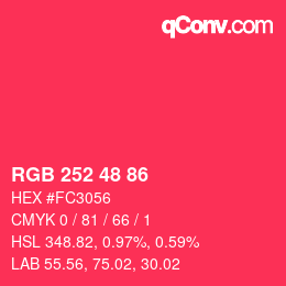 Color code: RGB 252 48 86 | qconv.com