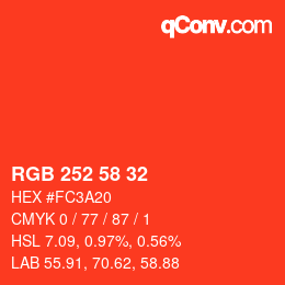 カラーコード: RGB 252 58 32 | qconv.com