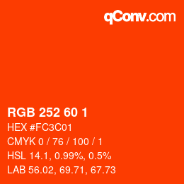 カラーコード: RGB 252 60 1 | qconv.com