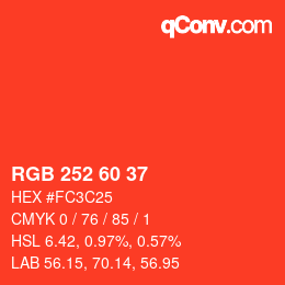 Color code: RGB 252 60 37 | qconv.com