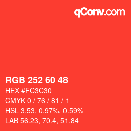 Color code: RGB 252 60 48 | qconv.com