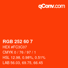 カラーコード: RGB 252 60 7 | qconv.com