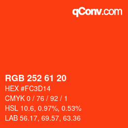 カラーコード: RGB 252 61 20 | qconv.com