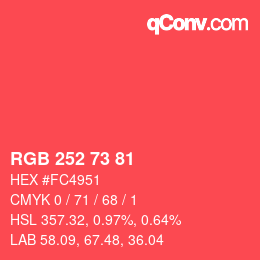 Color code: RGB 252 73 81 | qconv.com