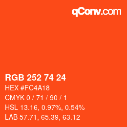 Color code: RGB 252 74 24 | qconv.com