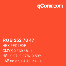 Color code: RGB 252 78 47 | qconv.com