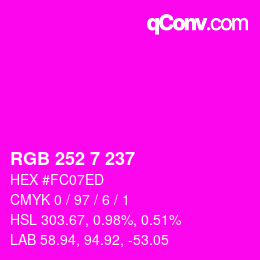 Color code: RGB 252 7 237 | qconv.com