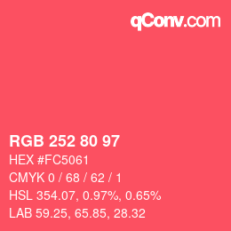 颜色代码: RGB 252 80 97 | qconv.com
