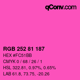 カラーコード: RGB 252 81 187 | qconv.com