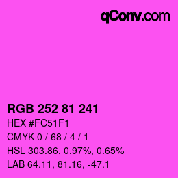 Color code: RGB 252 81 241 | qconv.com