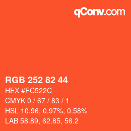 颜色代码: RGB 252 82 44 | qconv.com