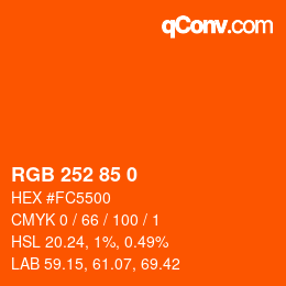 カラーコード: RGB 252 85 0 | qconv.com