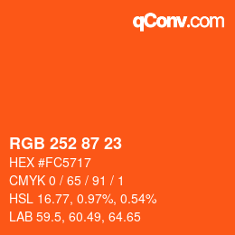 カラーコード: RGB 252 87 23 | qconv.com