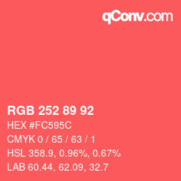 Color code: RGB 252 89 92 | qconv.com