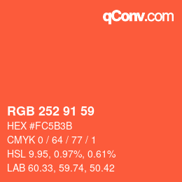 Color code: RGB 252 91 59 | qconv.com