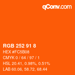 Color code: RGB 252 91 8 | qconv.com