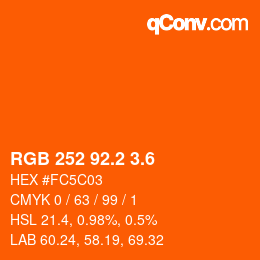 カラーコード: RGB 252 92.2 3.6 | qconv.com