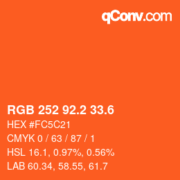 カラーコード: RGB 252 92.2 33.6 | qconv.com