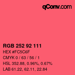 Color code: RGB 252 92 111 | qconv.com