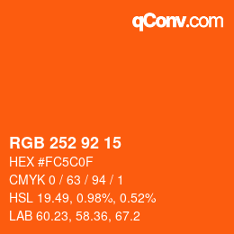 カラーコード: RGB 252 92 15 | qconv.com