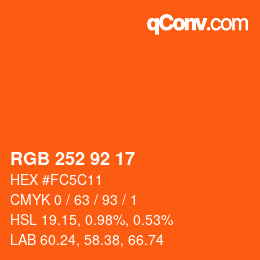カラーコード: RGB 252 92 17 | qconv.com