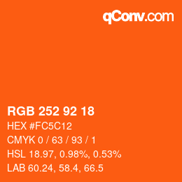 カラーコード: RGB 252 92 18 | qconv.com