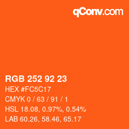 Color code: RGB 252 92 23 | qconv.com