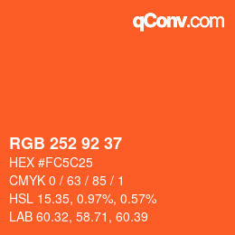 カラーコード: RGB 252 92 37 | qconv.com