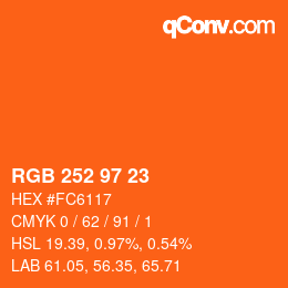 Color code: RGB 252 97 23 | qconv.com