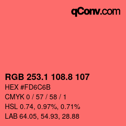 カラーコード: RGB 253.1 108.8 107 | qconv.com