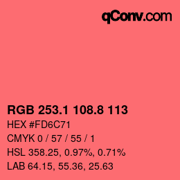 カラーコード: RGB 253.1 108.8 113 | qconv.com