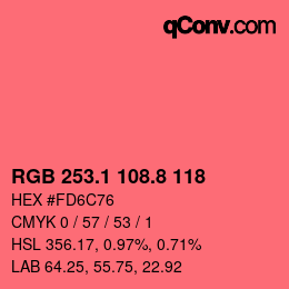カラーコード: RGB 253.1 108.8 118 | qconv.com