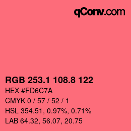 カラーコード: RGB 253.1 108.8 122 | qconv.com