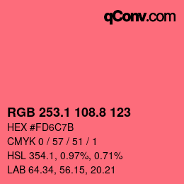 カラーコード: RGB 253.1 108.8 123 | qconv.com