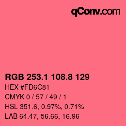 カラーコード: RGB 253.1 108.8 129 | qconv.com