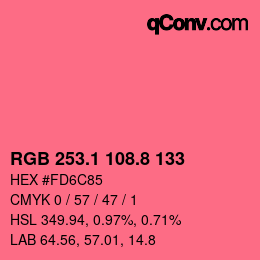 カラーコード: RGB 253.1 108.8 133 | qconv.com
