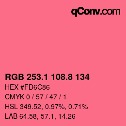 カラーコード: RGB 253.1 108.8 134 | qconv.com