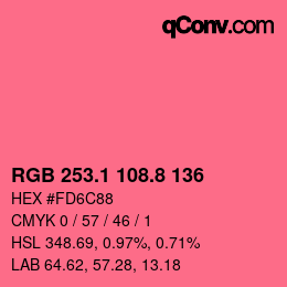カラーコード: RGB 253.1 108.8 136 | qconv.com