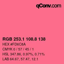 カラーコード: RGB 253.1 108.8 138 | qconv.com