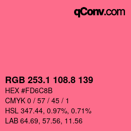 カラーコード: RGB 253.1 108.8 139 | qconv.com