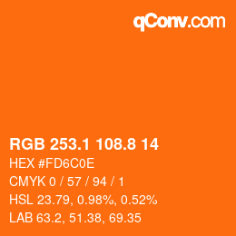 Color code: RGB 253.1 108.8 14 | qconv.com