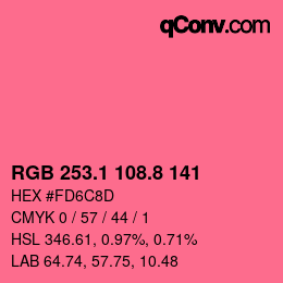 カラーコード: RGB 253.1 108.8 141 | qconv.com