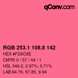 カラーコード: RGB 253.1 108.8 142 | qconv.com